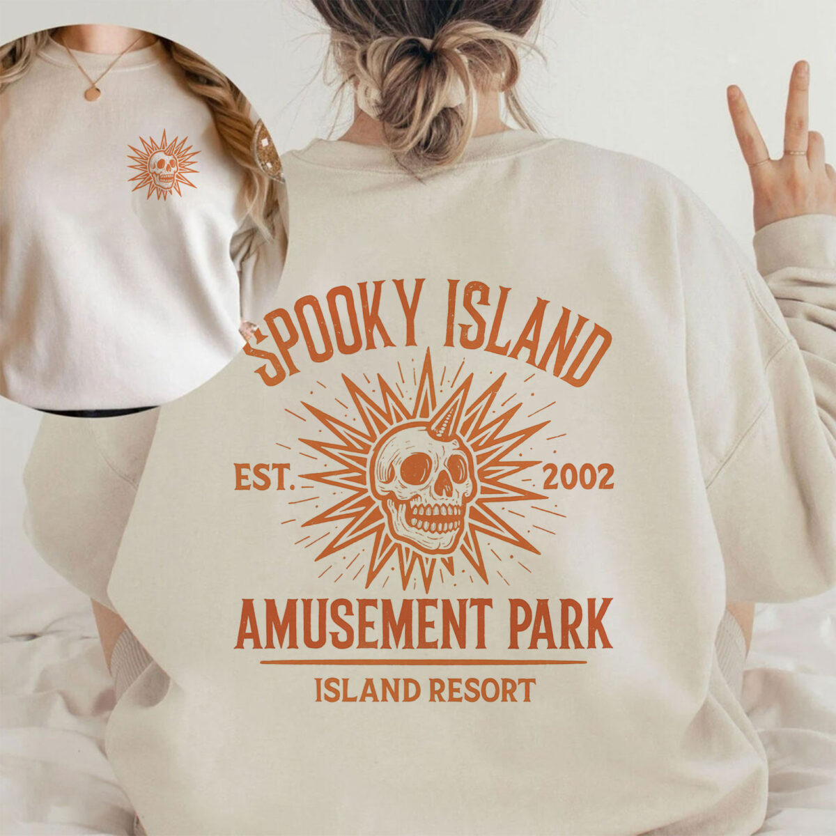Spooky Island Shirt Halloween Graphic Tee Vintage Cartoon Style