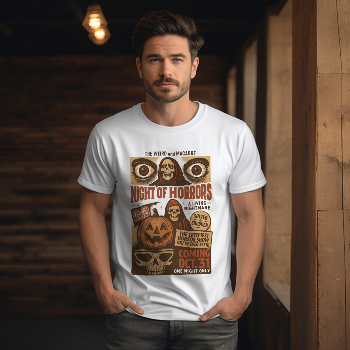 Spooky Vibes Shirt – Cute Ghost and Pumpkin Halloween T-Shirt