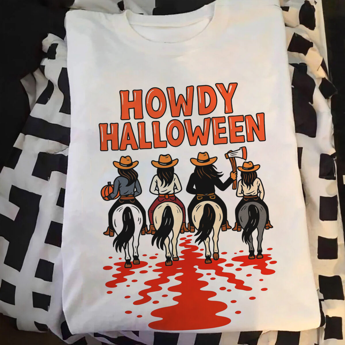 Western Halloween Shirt Howdy Pumpkin Ghost Cowboy Tee