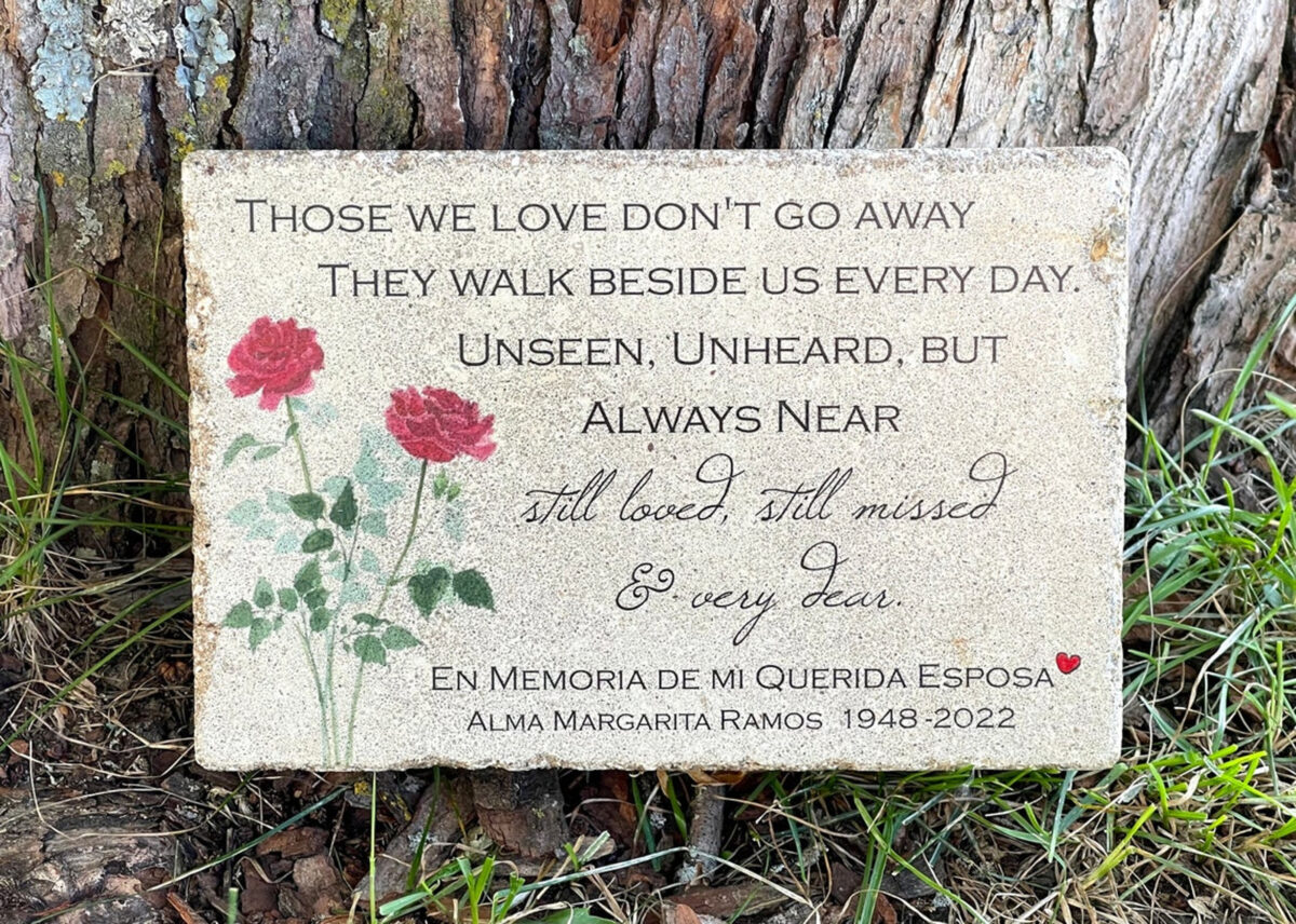 Personalized Memorial Stone. 6x9 or 9x12 Red Rose Remembrance Stone for Memorial Garden