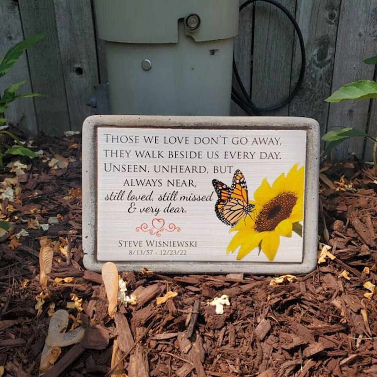 Personalized Memorial Gift. Indoor/Outdoor Remembrance Stone with Monarch Butterfly and Poem
