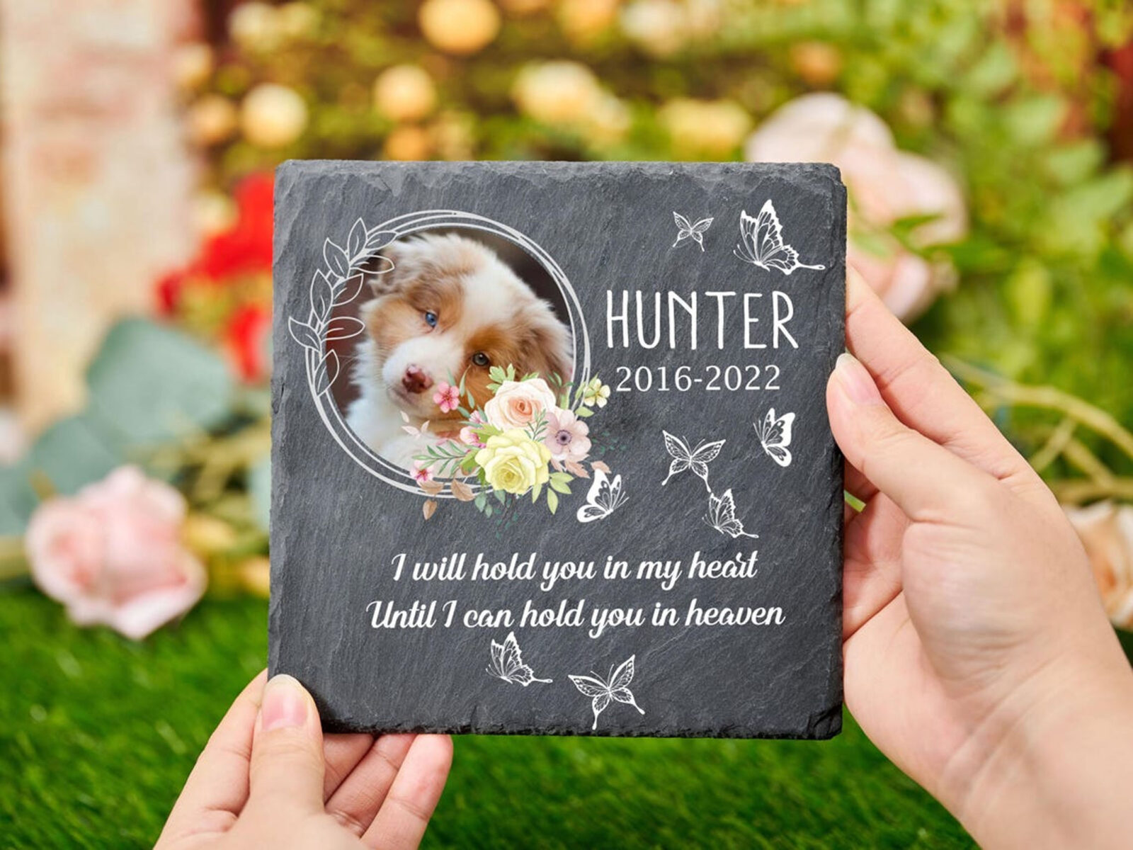 Personalized Pet Dog Memorial Stone with Photo,3 Sizes,Pet Grave Marker,Pet Headstone Custom