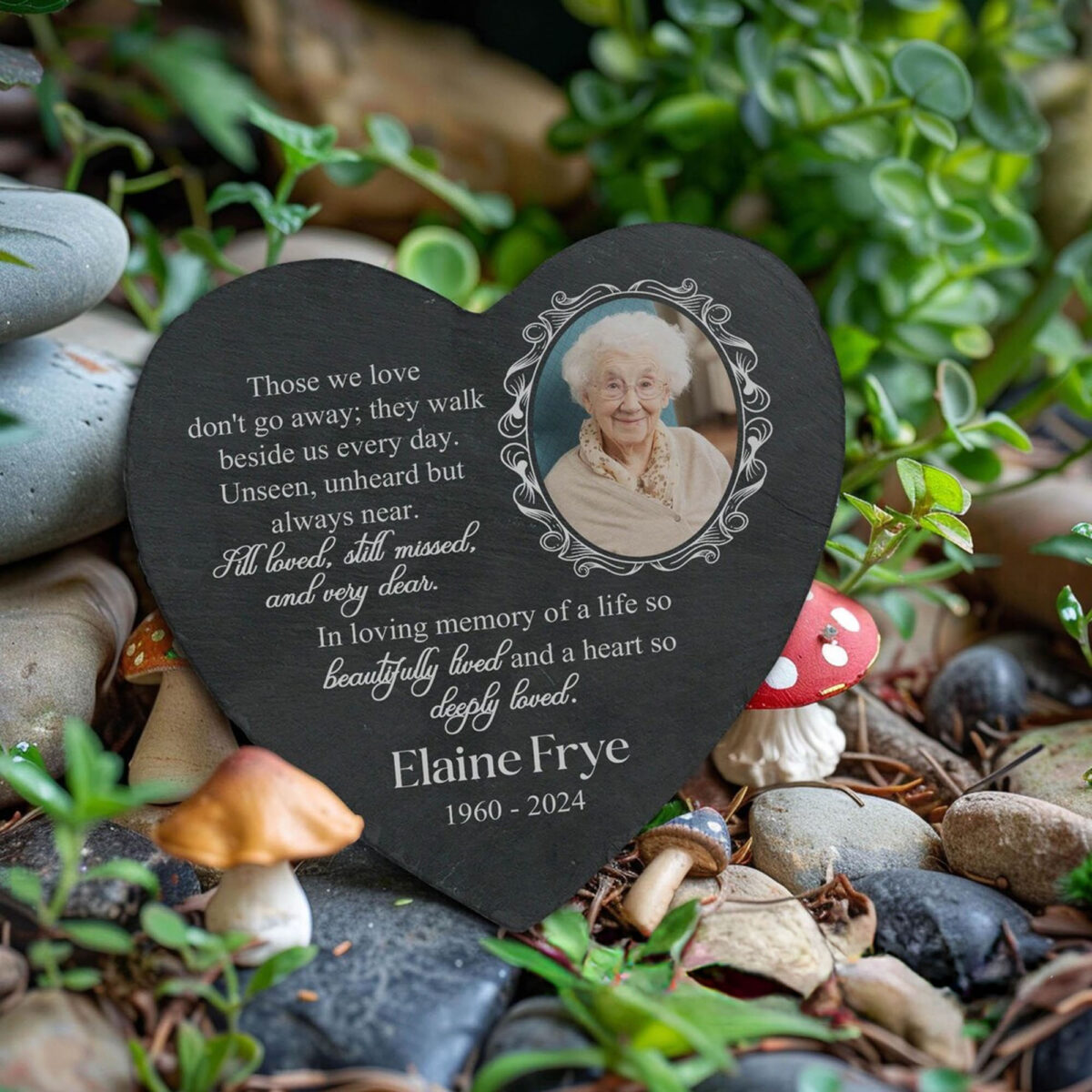 Those We Love Don't Go Away, Personalized Photo Memorial Garden Slate, Memorial Stone Sympathy Gift for Family Members